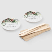 Winter Huwelijk Dennenzapfen Sneeuw Dennentakken   Handwaaier (Niet-gemonteerd)