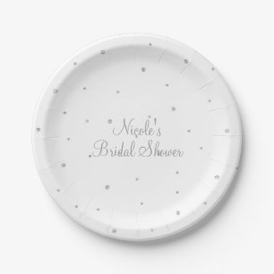 Winter Huwelijk Glam Zilver & Witte Stippen Feest Papieren Bordje