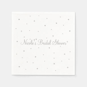 Winter Huwelijk Glam Zilver & Witte Stippen Feest Servet