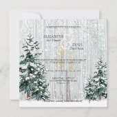 Winter Huwelijk Glitterende Sneeuwvlokken Dennenbo Kaart (Voorkant)