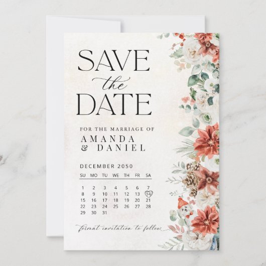 Winter Huwelijk Save The Date Kaart (Voorkant)