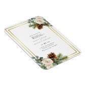 Winter Huwelijk Witte Rozen Goud Stof Blauw Magneet (Rechterzijde)