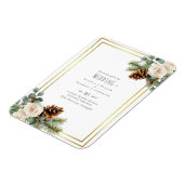 Winter Huwelijk Witte Rozen Goud Stof Blauw Magneet (Linkerzijde)