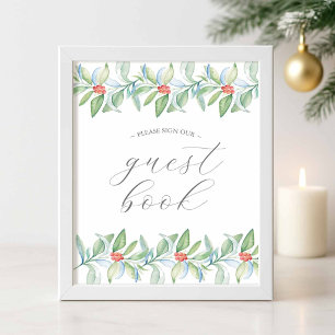 Winter Huwelijks Gastboek Bord Poster