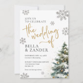 Winter Huwelijksuitnodiging, Kerstbruiloft Kaart (Voorkant)