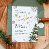 Winter Huwelijksuitnodiging, Kerstbruiloft Kaart