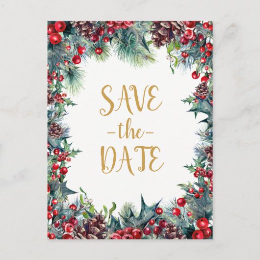 Winter Huwelijksvakantie Kerstmis Save the Date Aankondigingskaart (Voorkant)