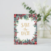 Winter Huwelijksvakantie Kerstmis Save the Date Aankondigingskaart (Staand voorkant)