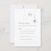 Winter Ice Blue Kerst Bauble Ornamenten Bruiloft RSVP Kaartje (Voorkant)