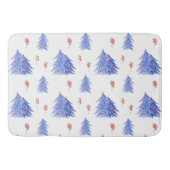 Winter Ice Blue Tree Holly bessen Witte Kerstmis Badmat (Voorkant)