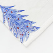 Winter Ice Blue Tree Holly bessen Witte Kerstmis Fleece Deken (Hoek)