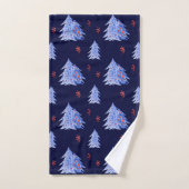 Winter Ice Blue Trees Holly Berries Kerstmis Bad Handdoek (Handdoek)