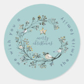 Winter Ice Blue Wreate kerstkaart Ronde Sticker (Voorkant)