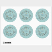 Winter Ice Blue Wreate kerstkaart Ronde Sticker (Vel)