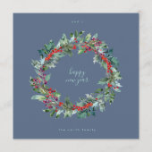 Winter Ice Blue Wreate Kerstmis | Nieuw jaar Feestdagenkaart (Achterkant)