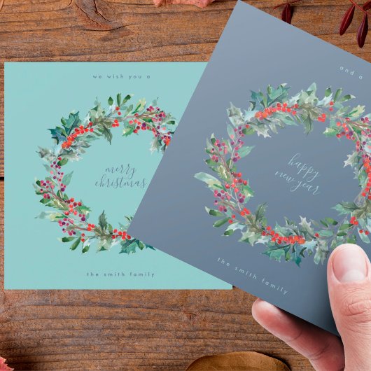 Winter Ice Blue Wreate Kerstmis | Nieuw jaar Feestdagenkaart