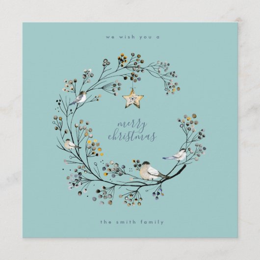 Winter Ice Blue Wreate Kerstmis | Nieuw jaar Feestdagenkaart (Voorkant)