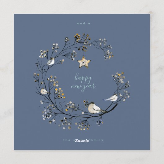 Winter Ice Blue Wreate Kerstmis | Nieuw jaar Feestdagenkaart (Achterkant)