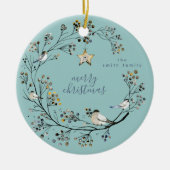 Winter Ice Blue Wreate Kerstmis | Nieuw jaar Keramisch Ornament (Voorkant)