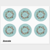 Winter Ice Blue Wreate Kerstmis Ronde Sticker (Vel)