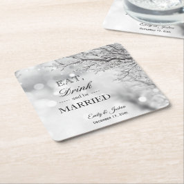 Winter Ice | Eat-Drink met huwelijk Kartonnen Onderzetters