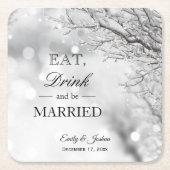 Winter Ice | Eat-Drink met huwelijk Kartonnen Onderzetters (Voorkant)