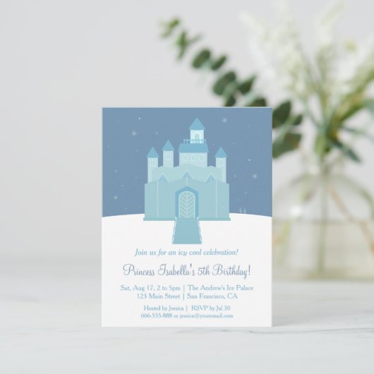 Winter Ice Frozen Palace Prinses Verjaardagsfeest Kaart (Staand voorkant)