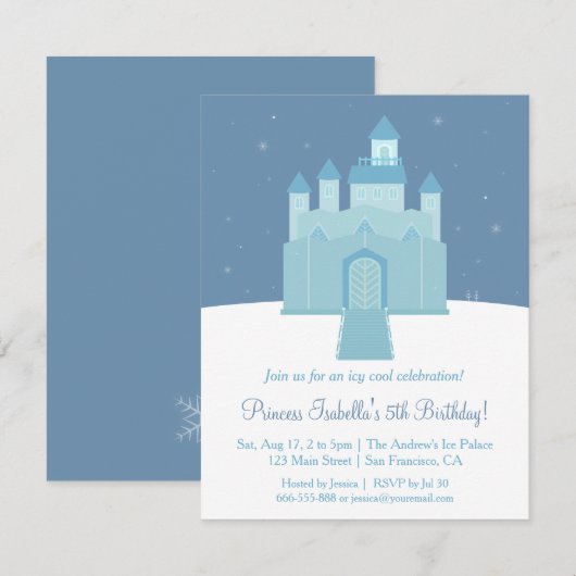 Winter Ice Frozen Palace Prinses Verjaardagsfeest Kaart (Voorkant / Achterkant)