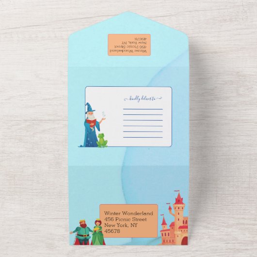 Winter Ice Princess Royal Birthday All In One Uitnodiging (Buitenkant)