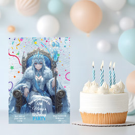 Winter Ice Queen Kids Birthday Kaart
