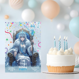 Winter Ice Queen Kids Birthday Kaart