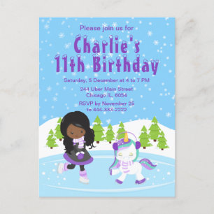 Winter Ice Skateday African American Girl Briefkaart