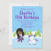 Winter Ice Skateday African American Girl Kaart (Voorkant)