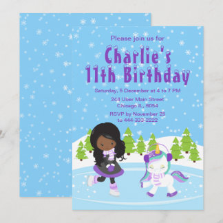 Winter Ice Skateday African American Girl Kaart
