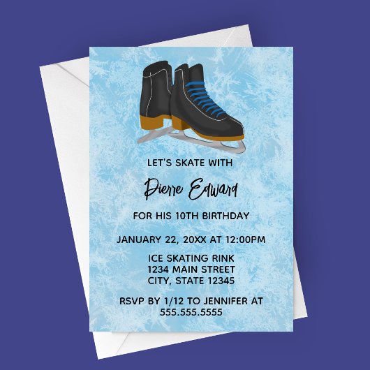 Winter Ice Skates Birthday Invitation Kaart