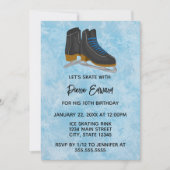 Winter Ice Skates Birthday Invitation Kaart (Voorkant)