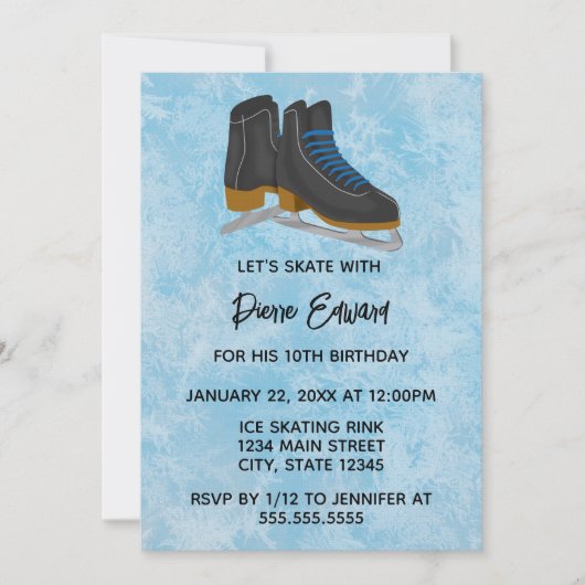 Winter Ice Skates Birthday Invitation Kaart (Voorkant)