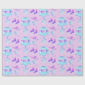 Winter Ice Skating Cozy Waterverf Holiday Gift Cadeaupapier (Vlak)