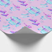 Winter Ice Skating Cozy Waterverf Holiday Gift Cadeaupapier (Hoek)