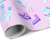 Winter Ice Skating Cozy Waterverf Holiday Gift Cadeaupapier (Rol Hoek)