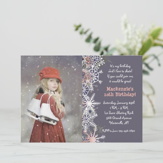 Winter Ice Skating Invitation Kaart (Staand voorkant)
