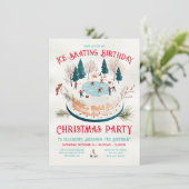 Winter Ice Skating verjaardagsfeestje Kaart (Staand voorkant)
