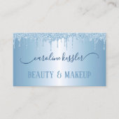 Winter Ice Sky Blue Silver Glitter Sparkles Visitekaartje (Voorkant)