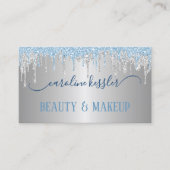 Winter Ice Sky Blue Silver Glitter Sparkles Visitekaartje (Voorkant)