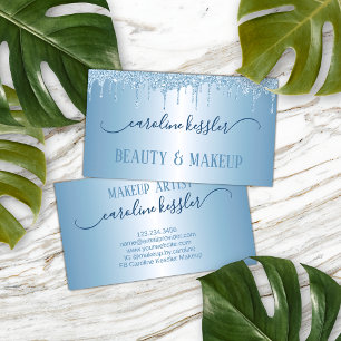 Winter Ice Sky Blue Silver Glitter Sparkles Visitekaartje