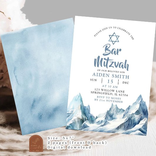 Winter Iceberg Mountain Bar Mitzvah Kaart