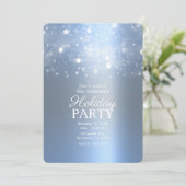 Winter Icy Blauw Zilveren Glitterende Lichtjes Ker Kaart (Staand voorkant)