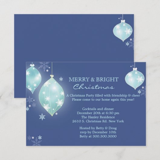 Winter Icy Blue Balls kerstfeest Kaart (Voorkant / Achterkant)