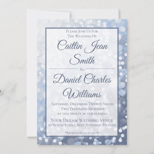 Winter Icy Blue bruiloft uitnodiging (Voorkant)