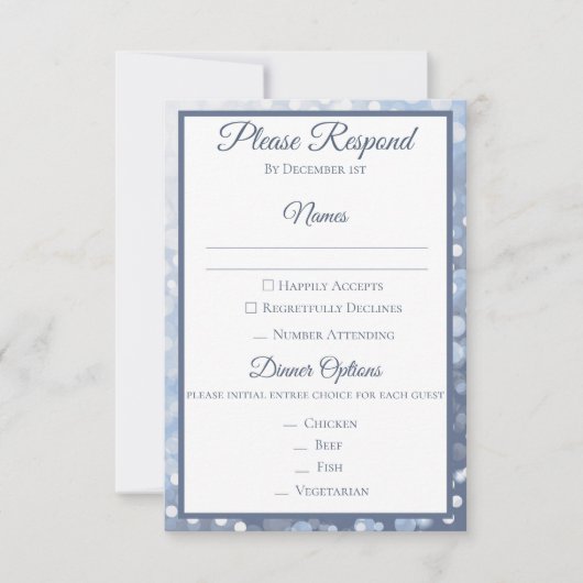 Winter Icy Blue Huwelijksreactie Kaart (Voorkant)